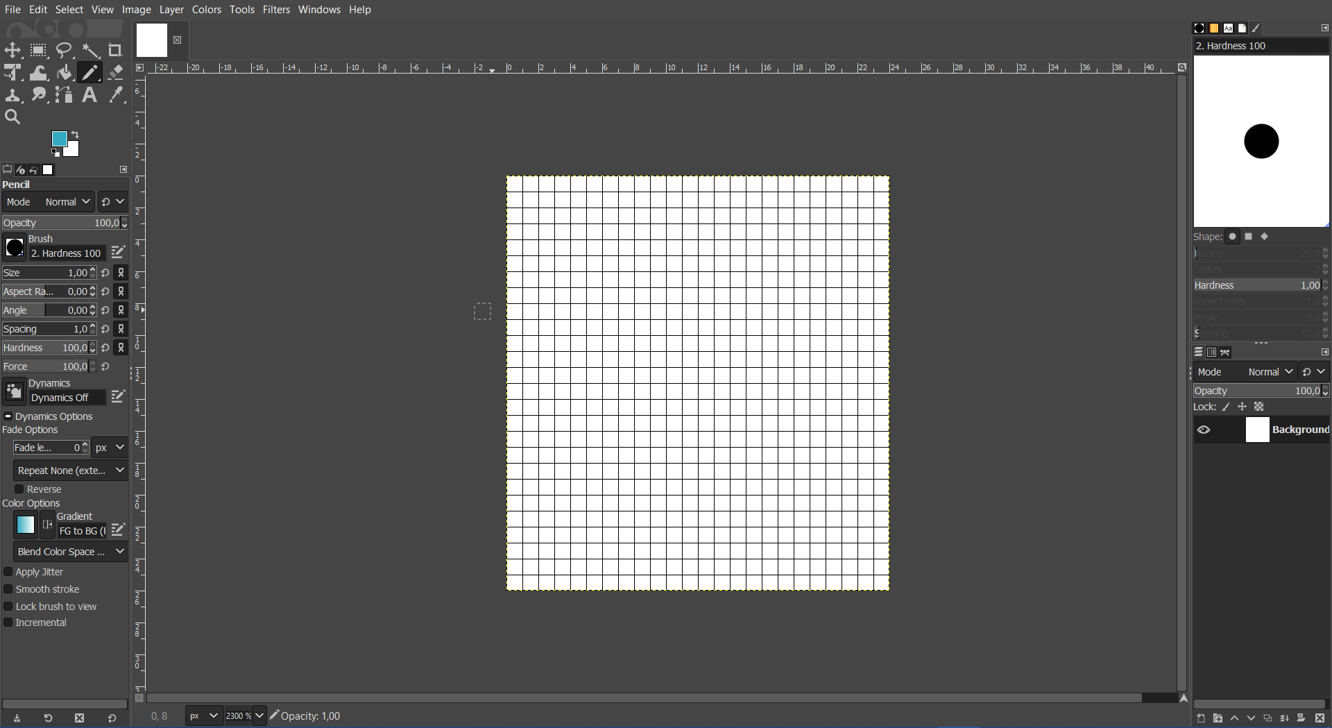 Empty canvas with the grid on