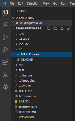 Project folder before copying CircuitMess Ringo repository