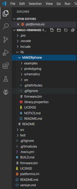 Project folder after copying CircuitMess Ringo repository