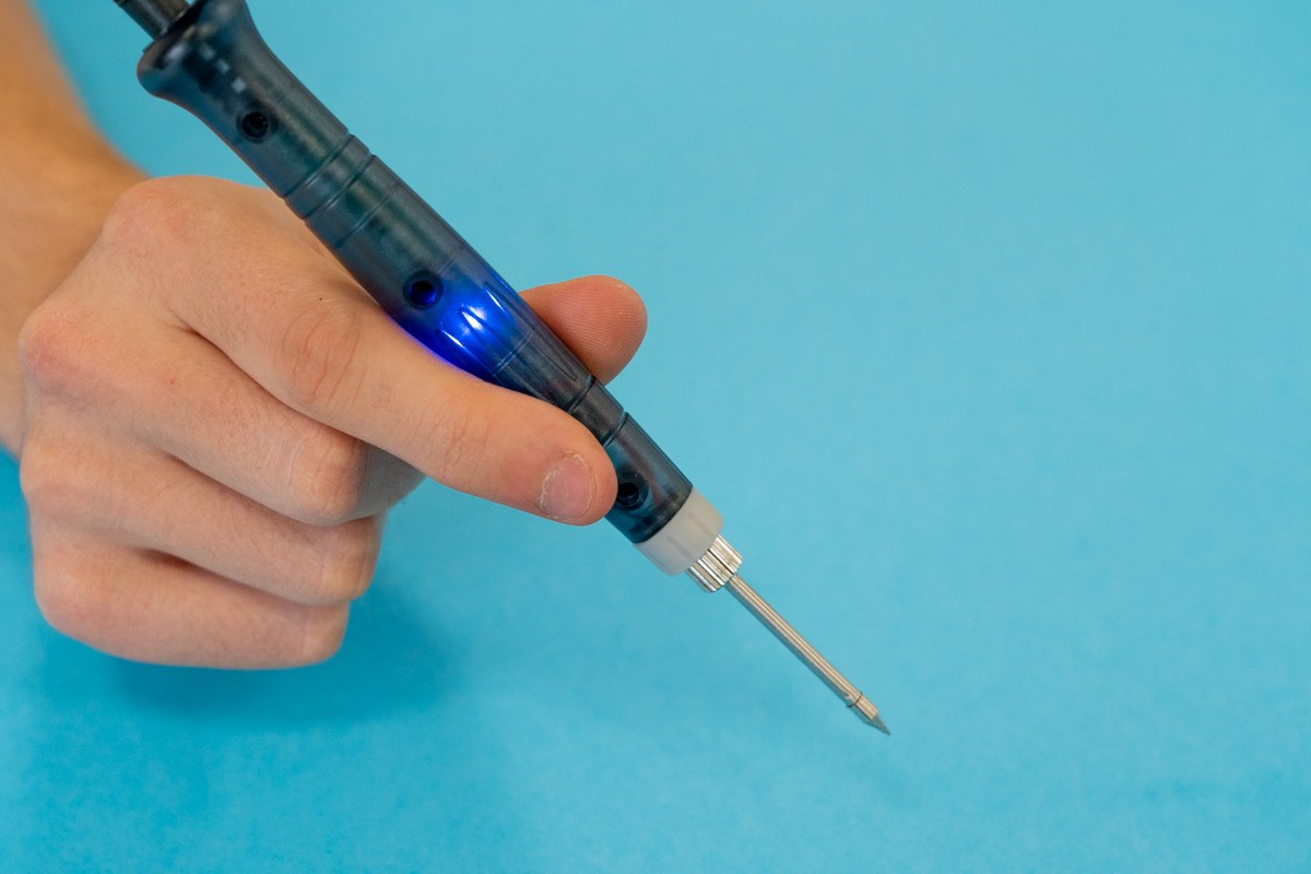 The blue light means that the soldering iron is turned on